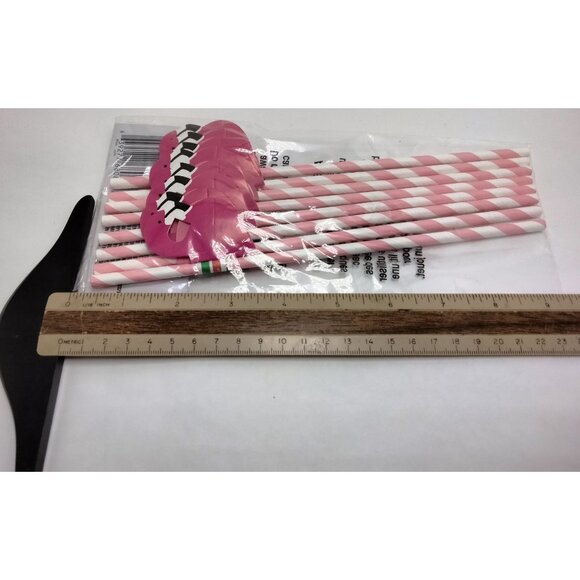 Flamingo Paper Drinking Straws Hawaii Beach Tropical Party 8 pack - Picture 3 of 3